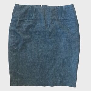 Vince Women's 4 Stretch Denim Pencil Skirt Chambray Blue Made USA Classic Chic